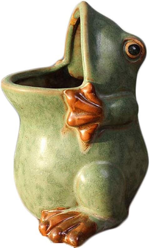 Ceramic Frog Shaped Plant Pot Bonsai Flower ucculent Planter 4.3,