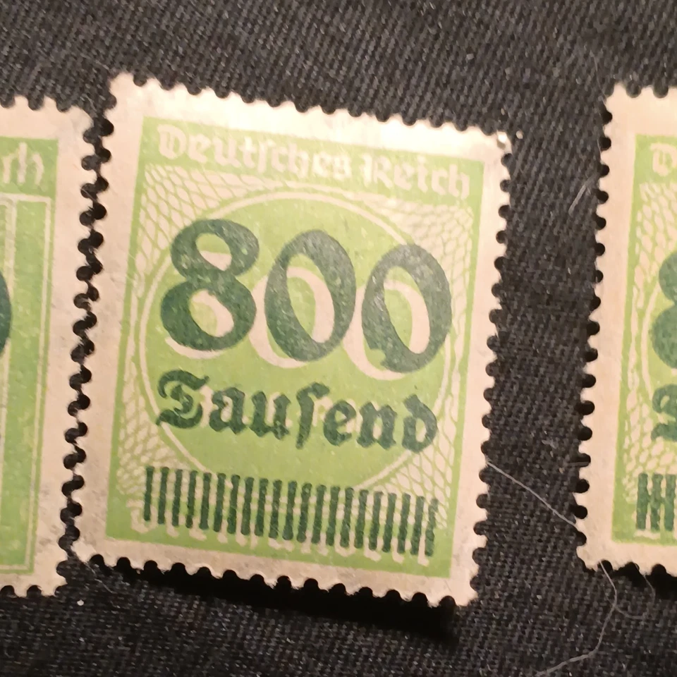 1923 年德国德意志帝国 300 马克邮票带 800 张 Tausend 1283-L 堆叠印 — 第 3/4 张图片
