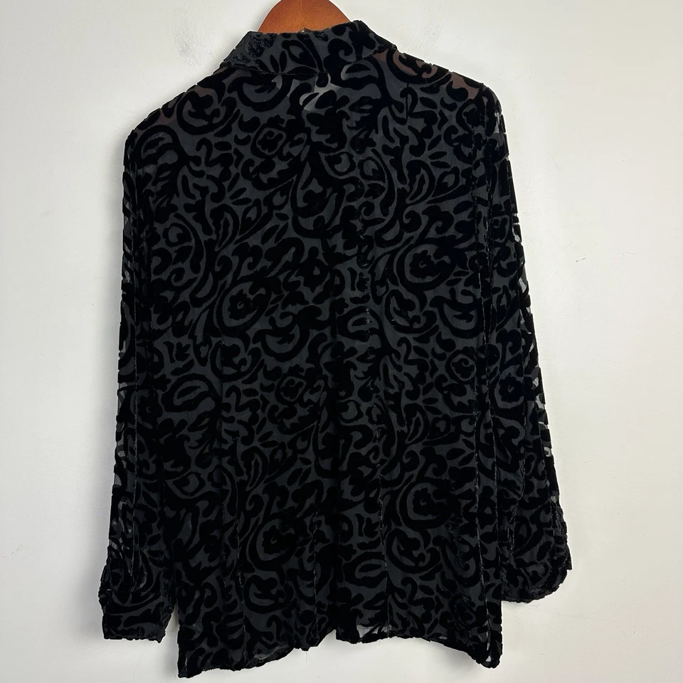 Camisa De Colección Spencer Jeremy Terciopelo Burnout Abotonada Para Mujer L Seda Cachicho Foto 4 de 4