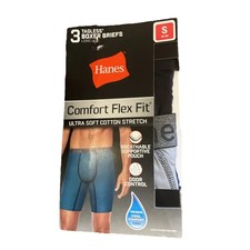 New 3 Pack Hanes Mens Comfort Flex Fit Ultra Soft Long Leg Boxer Briefs- Size SM