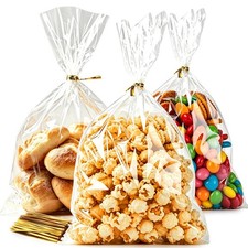 Cellophane Treat Bags 6x10 100PCS Clear Cookie Bags with Ties for Gift Wrap
