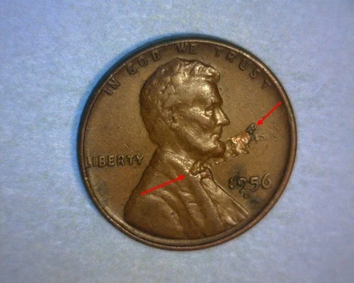 1956 D  LINCOLN CENT🌟DEFECTIVE PLANCHET🌟PEELED LAMINATION OBVERSE ERROR🌟