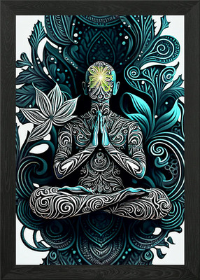 Grüner Buddha gerahmtes Wandbild Poster Leinwanddruck Bild