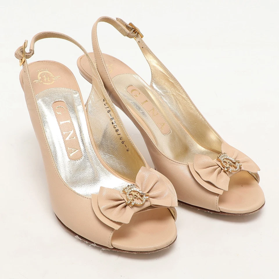 Zapatos de salón Gina de cuero beige con puntera abierta talla 37 Foto 4 de 4