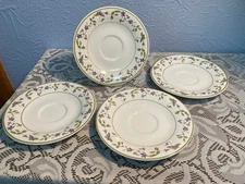 MSE Martha Stewart Everyday Purple Violets Set of 4 Saucers ~ 6.5"