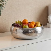 Obstschale FrüChteschale Aluminium Silber Schale 35Cm Hammerschlag Obstkorb