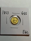1853 Liberty Head Gold Dollar U.S. $1 Type 1 Coin UNC