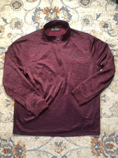 Under Armour Pullover Mens 3XL Burgundy ColdGear Quarter Zip Fleece Loose Fit