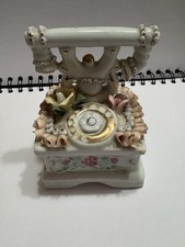 Vintage Trinket Box With Lid-Old Telephone Floral Design