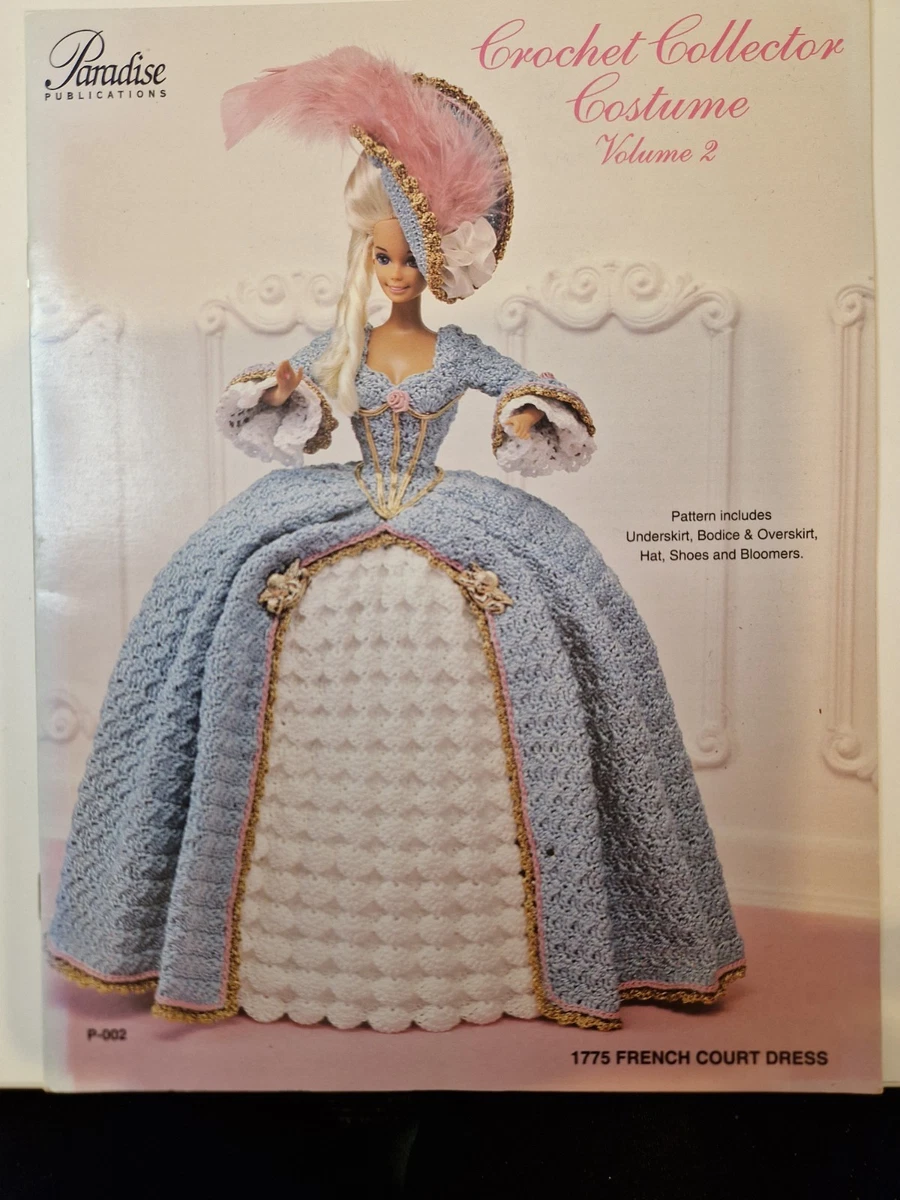 Copia Paradise Crochet Pattern Book 1775 French Cout Vestido # 2 Muñeca Barbie 11.5"