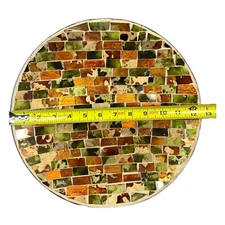 Mosaic Glass Tile Decorative Plate Charger Coppery Farmhouse Centerpiece 12.5”