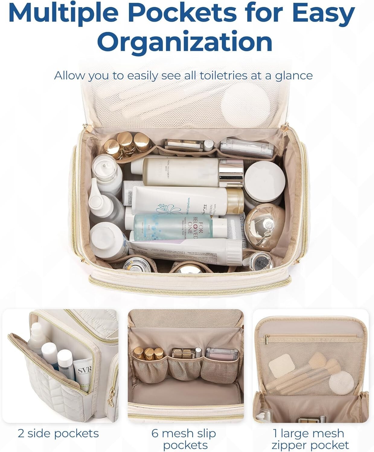 BAGSMART Travel Toiletry Bag, Large Wide-Open Travel Bag for Toiletries, Makeup 