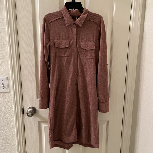 Prana Besha Collared Wool Blend Shirt Dress Pink Women's Size Small NWT