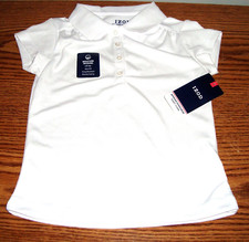 NWT - IZOD Girls XXS 4/5 WHITE Polo Shirt - Approved Scholwear