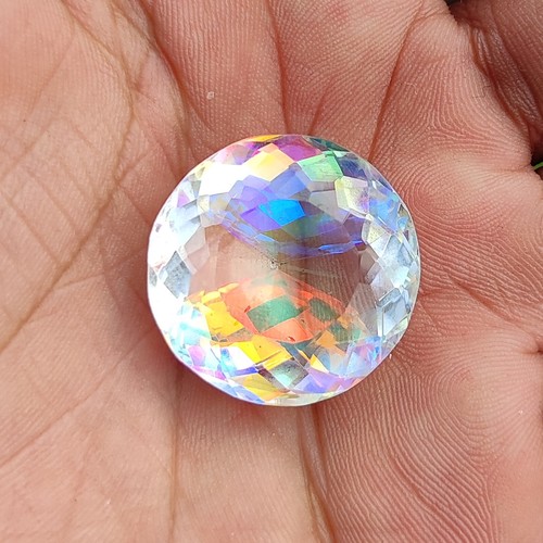 Round Cut 48 Ct Natural Certified Brazilian Mystic Topaz Loose Gemstone