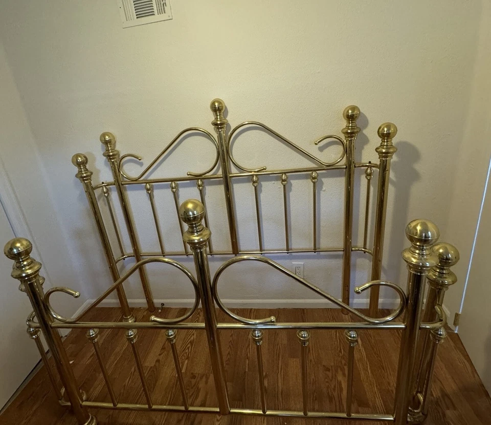 Vintage Brass Headboard And Footboard - Image 2 of 4