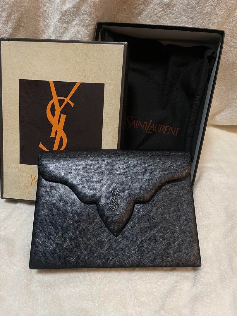 Borsa pochette donna Yves Saint Laurent pelle nera logo donna vintage elegante