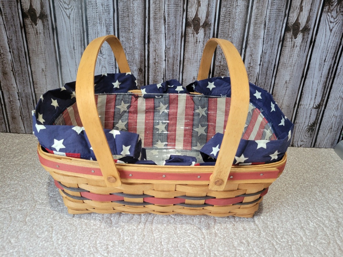 Longaberger Basket 1992 Red White And Blue Fabric Liner