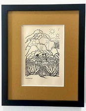 DIEGO RIVERA ORIGINAL 1938 SIGNED ON THE PLATE GRAVURE MATTED AND FRAMED + COA