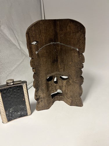 Mexican Art Mayan Aztec Mask Hand Carved Wood Decor Wall Mount - Picture 13 of 24