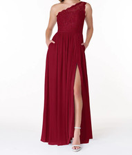 NEW Formal Size 6 Prom Bridesmaid Occasion Burgundy Floral Lace Pockets Dress