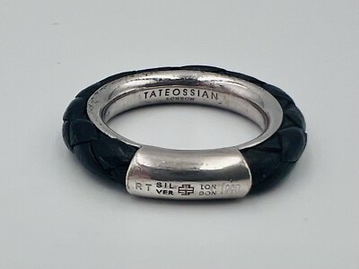luxuriöser Robert TATEOSSIAN Silber/ Leder ( unisex )Ring - London 1990