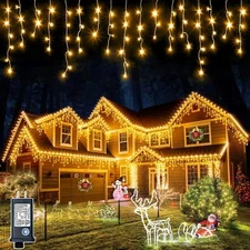 Icicle Christmas Lights Outdoor,33ft 400 LED Christmas Lights 8 Modes waterproof