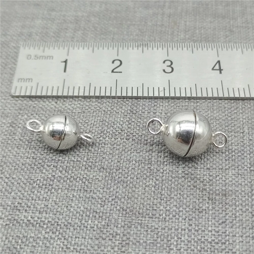 2 Sterling Silver Oxidized Magnetic Clasps 925 Silver Round Magnet Clasp 6mm 8mm - Image 2 of 4