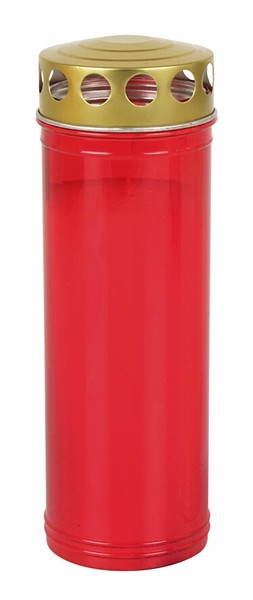 Xl Grablicht Rot Grabkerze Ewiglicht Tagebrenner Gedenkkerze Goldener Deckel-image