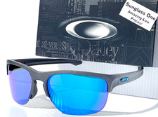 NEW Oakley SLIVER EDGE Steel Grey POLARIZED Sapphire Blue Sunglass 9413-06