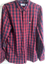 Lacoste Red and Blue Plaid Regular Fit Button Up Size M