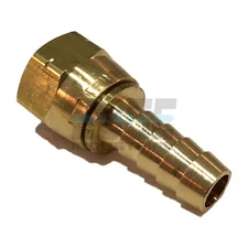 3/8" HOSE ID TO 3/8" 45° FEMALE SAE FLARE BRASS SWIVEL CRIMPED CONNECTOR