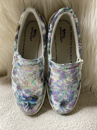 Spring Step Womens Blue Metallic Slip On Antifungal Anti Slip Work Loafers 7.5 - Picture 5 of 6