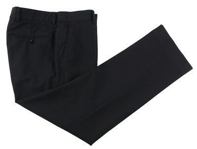 Alberto Comfort Fit  Kevin Ceramica  Solid Black Flat Front Dress Pants 32 x 28
