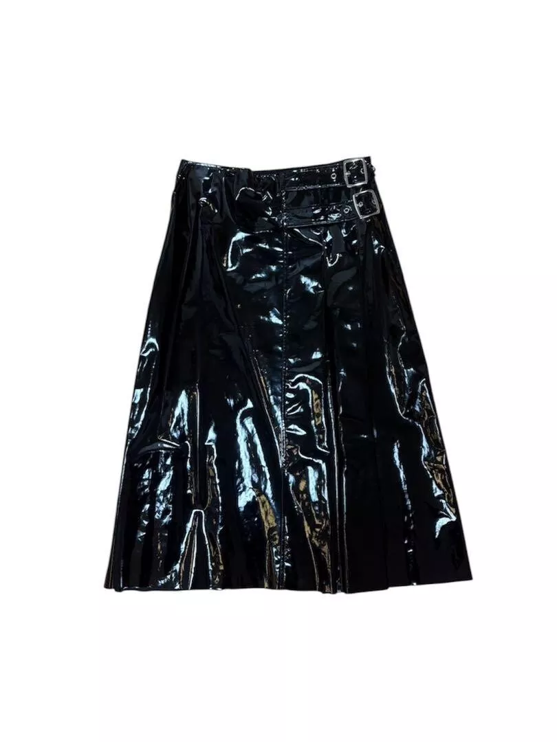 Jupe femme GUCCI W boucle effet vinyle longueur genou taille 38 noir