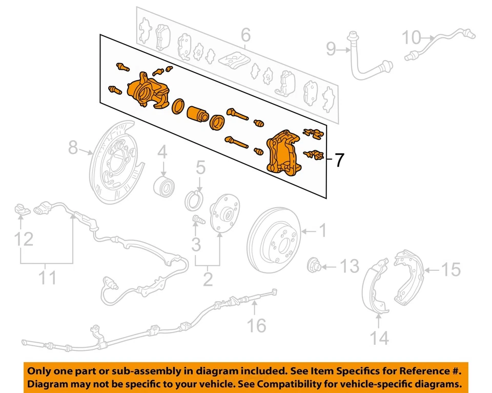 Pinça de freio traseira direita fabricante de equipamento original 2006 07 08 09 10 11 12 13 2014 Honda Ridgeline - Imagem 3 de 4