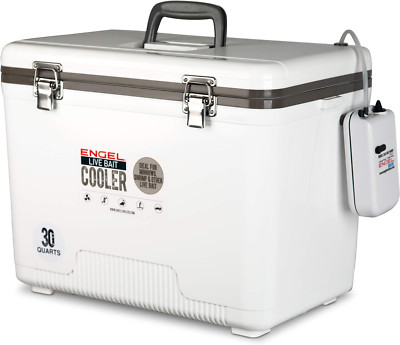 Live Bait Cooler Box with 2Nd Gen 2-Speed Aerator Pump - Portable Fishing Statio
