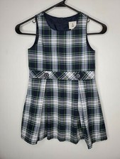 Lands end kids girls 3-4 years plaid pleated dress holiday christmas
