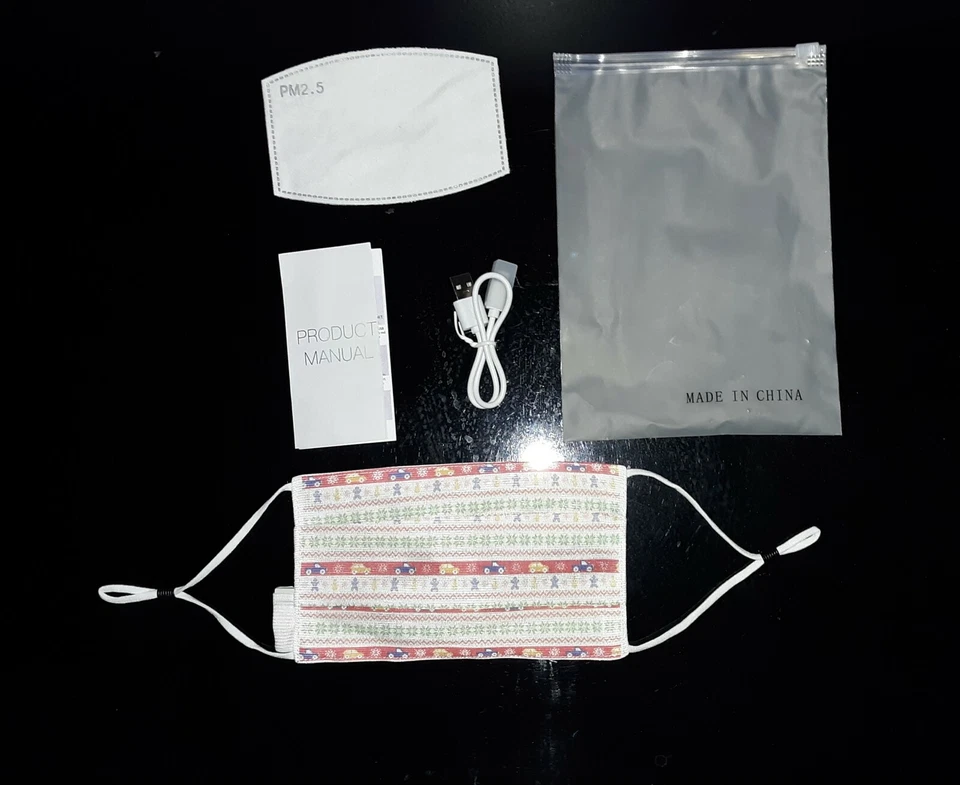 NOVO 2 Máscaras Faciais Suéter Feio, Iluminado, Recarregável Iluminado com Cabo USB - Imagem 2 de 4