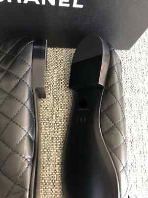 New Chanel Size 38 Black Aged Calfskin Ballerina Flats | eBay
