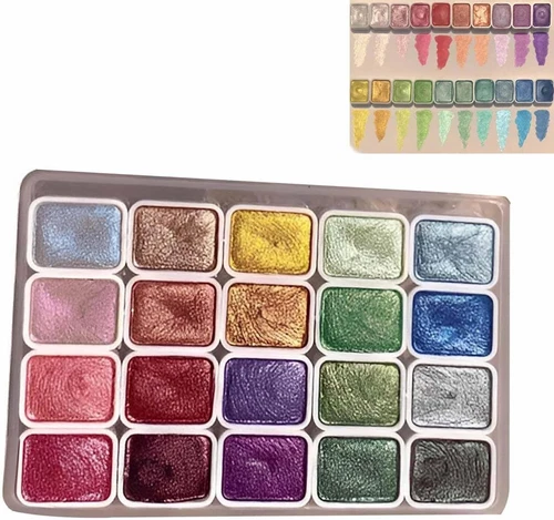 20-Colors Watercolor Painting Set, Multitudet Watercolor Paint, Metallic Paints - Picture 4 of 18