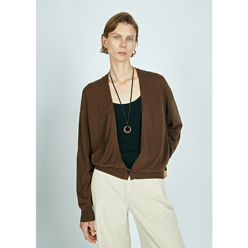 FILA THE ROW cardigan donna seta scollo a V maglia un bottone giacca maniche lunghe sciolto