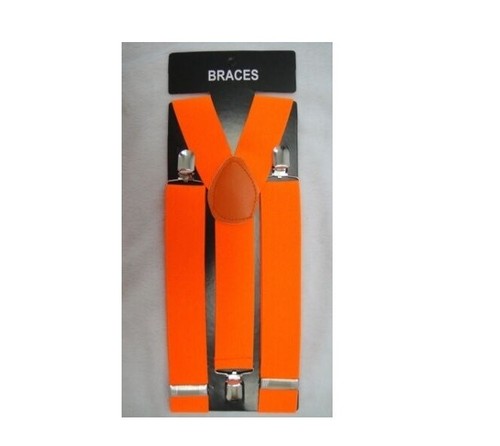 BRACES-SUSPENDER IN ORANGE COLOUR FOR FANCY DRESS. - Picture 1 of 2