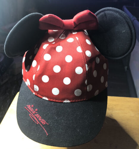 VTG Kid’s Minnie Mouse Ears Ball Cap Hat Snapback Baseball Polka Dots Bow Disney - Afbeelding 1 van 7