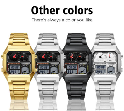 LIGE FOXBOX Hombres Relojes Rectángulo Digital Reloj Deportivo Acero Termo Reloj Pulsera - Imagen 15 de 25