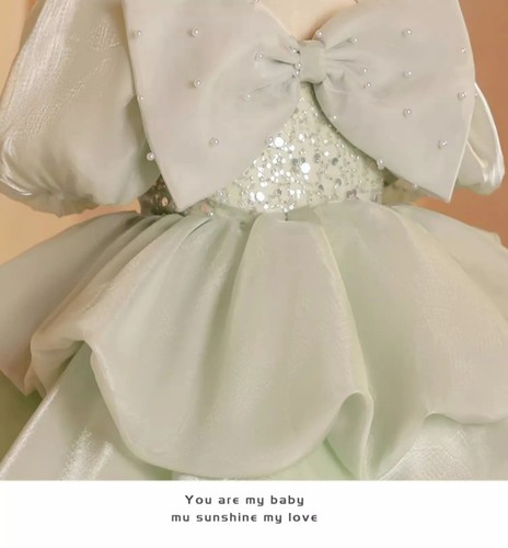 Girl Elegant Ball Gown Tutu Dress Party Clothes Green Gown Kids Children Costume - Picture 11 of 13
