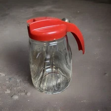 Vintage Federal Housewares Maple Syrup Pitcher/Sugar Dispenser Red Lid Chicago