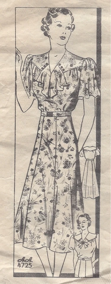 1930s Vintage Sewing Pattern DRESS B38" (16R) By 'ANNE ADAMS' - Image 2 of 4