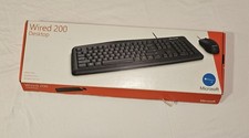 Microsoft Wired 200 Desktop Wired USB Keyboard  Mouse Bundle Black Quiet Keys