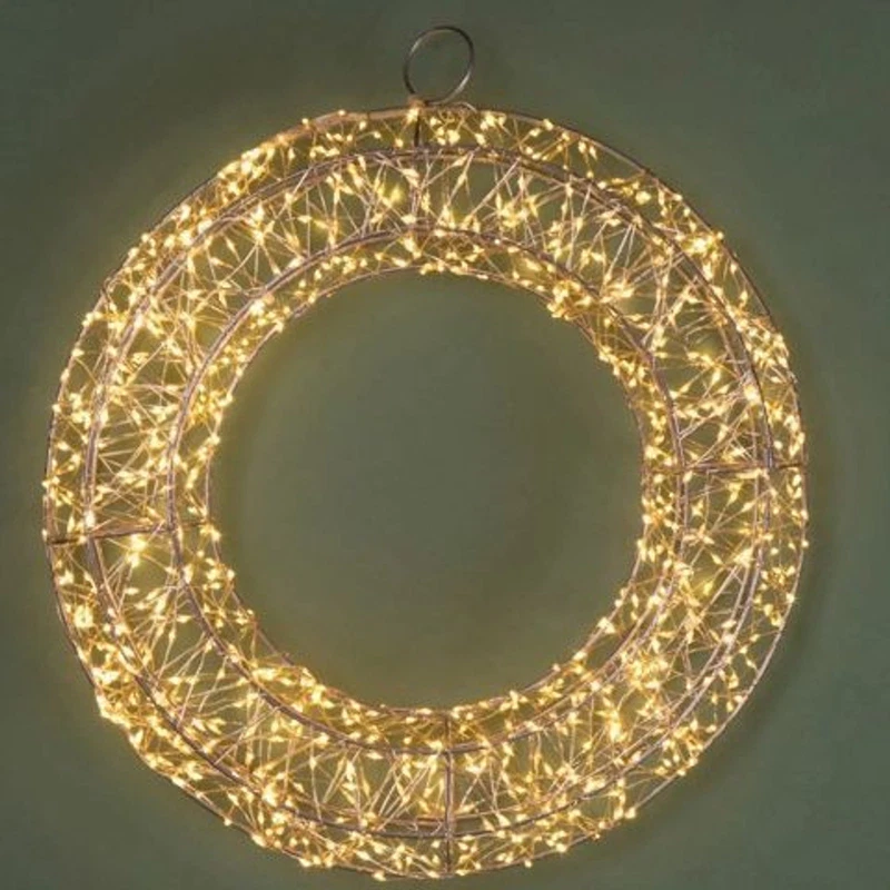 Ghirlanda Luminosa Natale BRANDANI 960 LED Luce Calda Corona Metallo 40 cm, fotografia 6 di 9